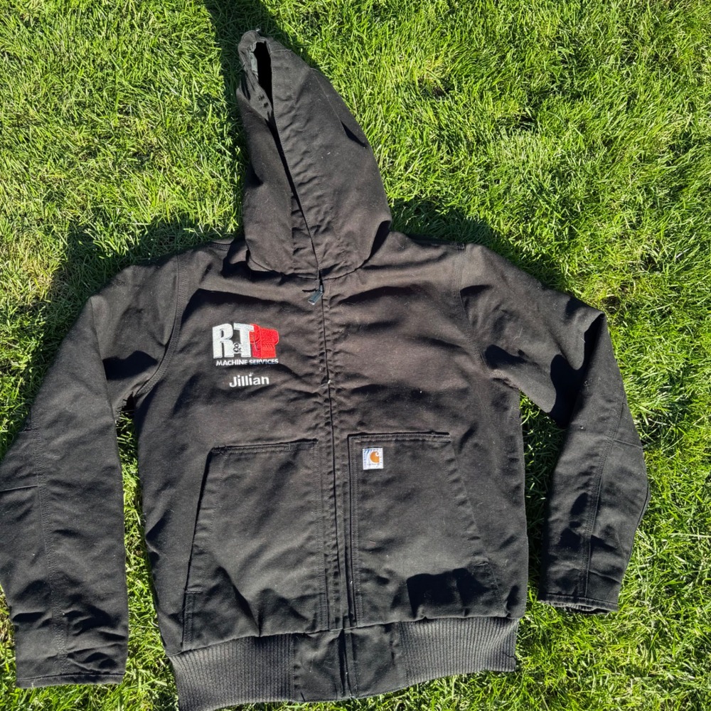 Carhartt J130-W Women Black Canvas Active Jacket Hooded Work Coat Size M Jillian